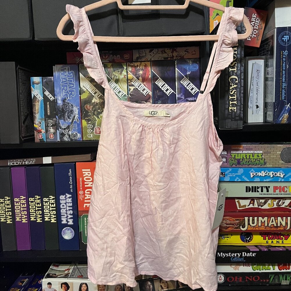 UGG Rosee Tank Top NWT Pink Ruffle Strap Camisole Size M MSRP $78